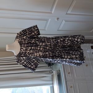 NWOT COS Womens A-Line Mini Baby Doll Dress Short‎ Sleeves Black/Ivory S-8